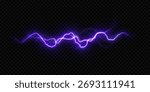 A bright purple electrical bolt. A glowing energy discharge with a dynamic, jagged shape, creating a powerful plasma or electrical effect.