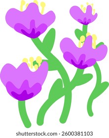Bright Purple Flowers with Green Leaves
