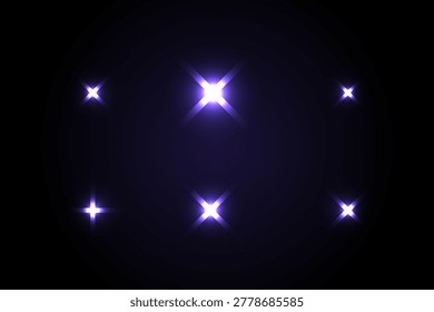 Bright purple glowing lights arranged in a dark background, creating a shimmering and magical celestial effect for various designs.
