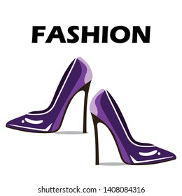 Bright purple high heels. Fashion vector illustration.