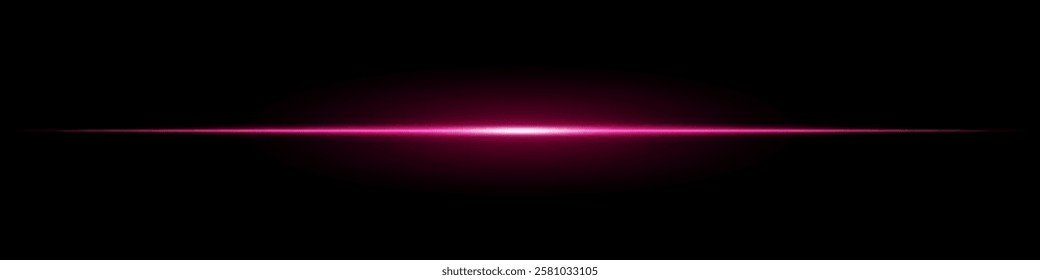 Bright purple horizontal light beam on a black background. Glowing laser effect creating a futuristic and sci-fi aesthetic. Suitable for technology, energy, speed, and digital design themes