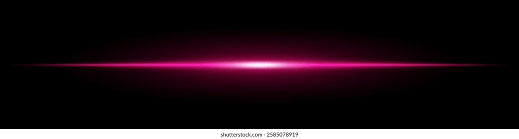 Bright purple horizontal light beam on a black background. Glowing laser effect creating a futuristic and sci-fi aesthetic. Suitable for technology, energy, speed, and digital design themes