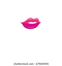 Bright purple lips icon on white background