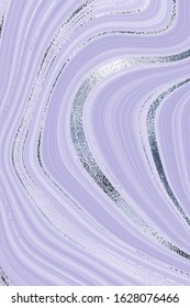 Bright purple marble background with shiny metal texture. silver streaks.