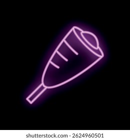Bright purple neon sign of a shawarma wrap glowing on a black background
