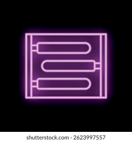 Bright purple neon sign showing an abacus, symbolizing calculation, counting, and mathematics