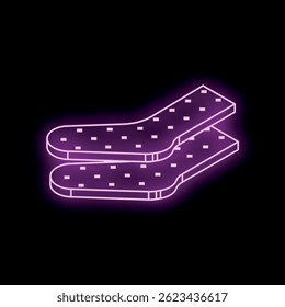 Bright purple neon socks glowing on black background, representing comfort, warmth, and style