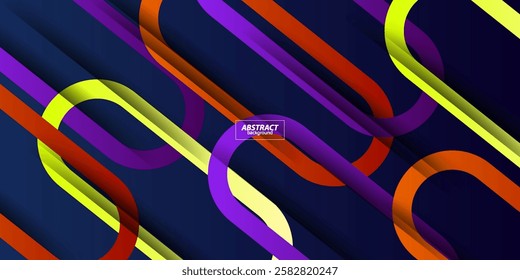 Bright purple and orange geometric square line business banner design. Creative banner design with overlapping shapes and lines as template. Simple bright horizontal banner. Vector Eps10