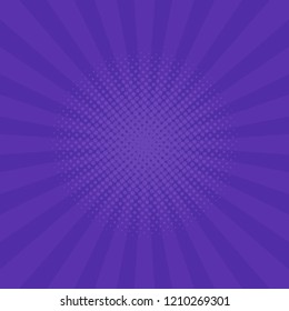 Bright purple rays background. Comics, pop art style. Vector illustration.