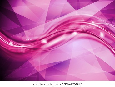 Bright purple shiny tech wavy abstract low poly background. Vector design