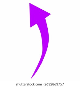 Bright purple upward curved arrow on a clean white background. This modern, bold design symbolizes growth, progress, direction, and success—perfect for infographics, business, or web design.