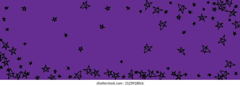 Bright Purple Violet Black Emo Emo Naive Handdrawn Picture. Dark Lavender Chaotic Vibrant Simple Stars Vivid Night Stars Background. Naive Pink Art Childish Kids Sky Handdrawn Stars.