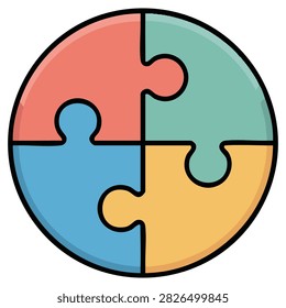 Bright puzzle parts icon flat vector illustration isolated individual