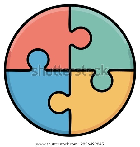 Bright puzzle parts icon flat vector illustration isolated individual