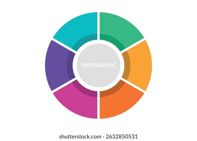 Bright radial chart infographic with deep colors and center text for presentation