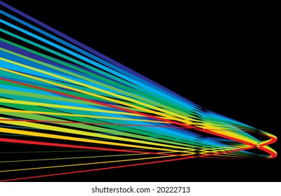 Bright raibow on a black background. Vector