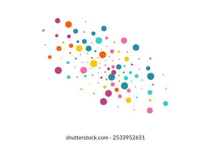 Bright Rain Carnaval Vector White Background. Flying Dust Design. Independence Circle Texture. Multicolored Round Celebration Card.