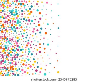 Bright Rain Carnaval Vector White Background. Happy Dot Illustration. Invitation Confetti Invitation. Color Dust Effect Pattern.