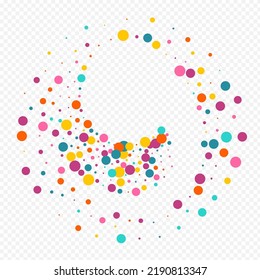 Bright Rain Carnival Vector Transparent Background. Effect Circle Card. Celebration Dust Wallpaper. Color Confetti Independence Postcard.