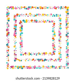 Bright Rain Celebrate Vector White Background. Effect Confetti Backdrop. FallingFestive Polka Card. Multicolored Circle Decoration Texture.