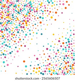 Bright Rain Celebration Vector White Background. Decoration Circle Banner. Fun Round Texture. Rainbow Dot Happy Postcard.