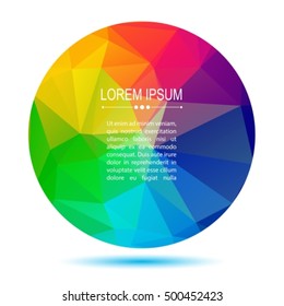 Bright rainbow abstract polygonal frame isolated on white. Trendy design element. Multicolored background.