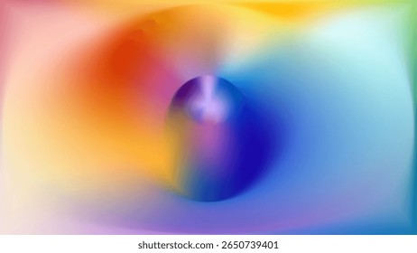 Bright rainbow background. 3D soft gradient. Futuristic phone wallpaper design. Dynamic swirl vortex shapes composition. Modern bg for poster, presentation, website. Vector illustration, Eps 10.
