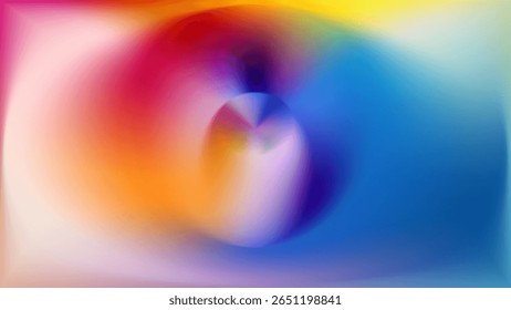 Bright rainbow background. 3D soft gradient. Futuristic phone wallpaper design. Dynamic swirl vortex shapes composition. Modern bg for poster, presentation, website. Vector illustration, Eps 10.