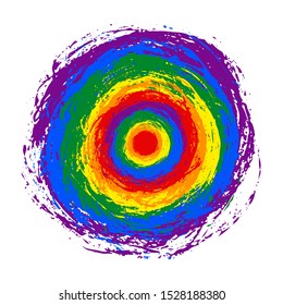 Bright rainbow background with round colorful spots. Lgbt community symbol