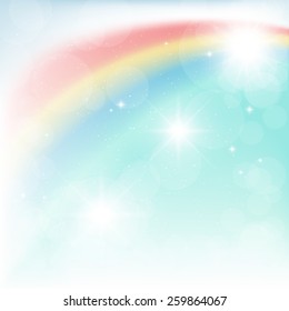 bright rainbow in the blue sky
