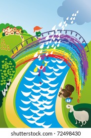 Bright rainbow - bridge lay between the two sides