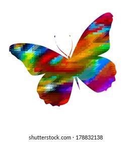 bright rainbow butterfly. Vector