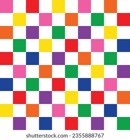 Bright Rainbow Checkered Vector Pattern