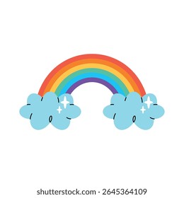 Bright rainbow with clouds in LGBTQ colors
