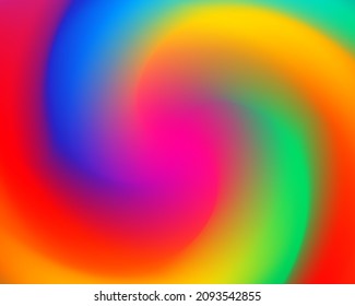Bright rainbow color swirl abstract background. Vector twist wallpaper design. Shiny blur and smooth backdrop.