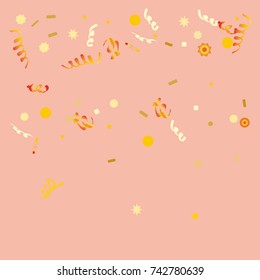 A bright rainbow colored confetti background. Colorful pattern. Square border frame with sparse spots. Isolated confetti for party in cool colors. Vector illustration 