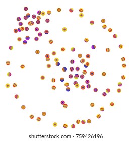 A bright rainbow colored confetti background. Colorful watercolor dots Modern simple style. Design for postcards, invitations. Vector illustration 