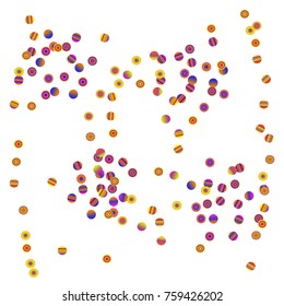 A bright rainbow colored confetti background. Colorful watercolor dots Modern simple style. Design for postcards, invitations. Vector illustration 