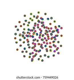 A bright rainbow colored confetti background. Colorful watercolor dots Modern simple style. Design for postcards, invitations. Vector illustration 