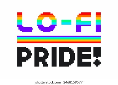 Helle Regenbogen farbige Lo-Fi Pride Monat Pixel Art Typografie Vorlage