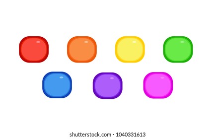 Bright, rainbow colored rounded squares with a bubble middle.