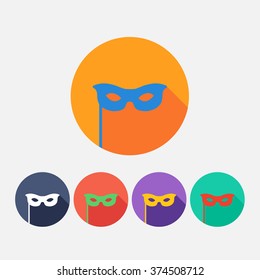 Bright rainbow colors vector icons carnival masks.