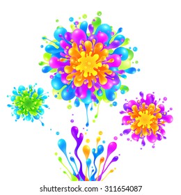 Bright rainbow colors vector paint splash firework