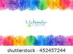 Bright rainbow colors watercolor circles vector frame
