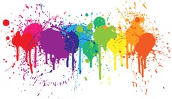 Bright Rainbow Of Dripping Paint Splatters
