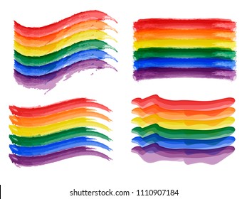 Bright Rainbow Flags Set Lgbt Pride Stock Vector (Royalty Free ...