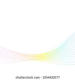 Bright rainbow gradient colorful lines composition over white background. Vector illustration