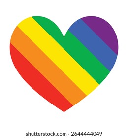 Bright rainbow heart illustration symbolizing love and equality. A bold and colorful image perfect for Pride campaigns.