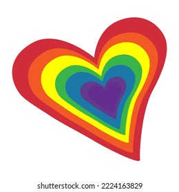 Corazón de arco iris brillante de forma irregular. Colores LGBT simbólicos