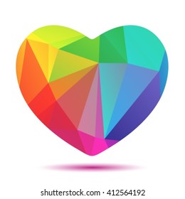 Bright rainbow heart isolated on a white background.